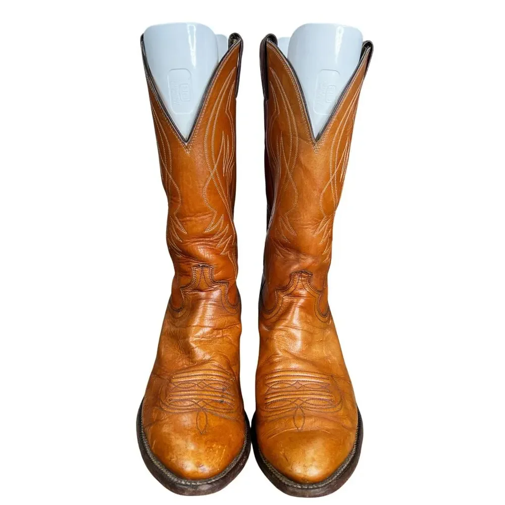Vintage Justin Men’s Brown Leather Cowboy Boots Size US 10.5 D